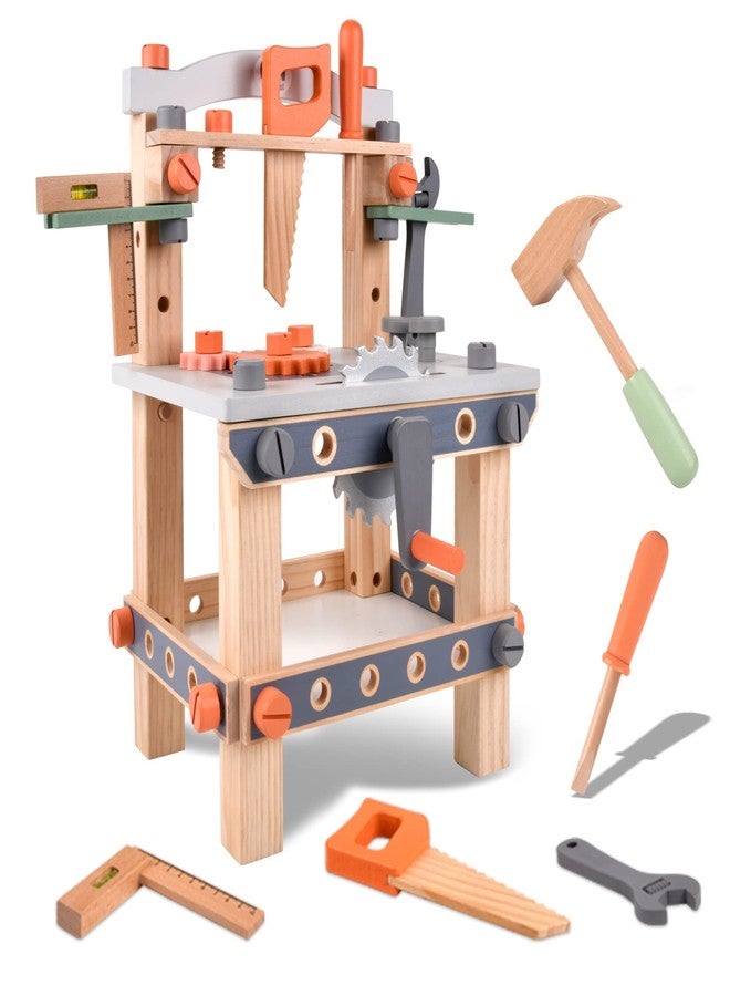 varbertos Wooden Tool Bench for Kids Toddlers, Pretend Play Workbench Set Workshop Workbench Construction Toys Gift for 1 2 3 4 5 Years Old Girls & Boys - Image 5